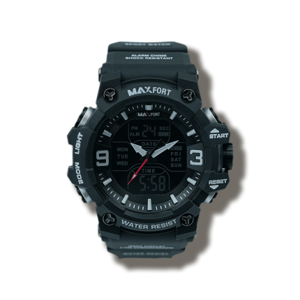 ساعت مچی اورجینال مردانه دو زمانه مکس فورت MAXFORT  MX8049-1-0 مشکی / مشکی